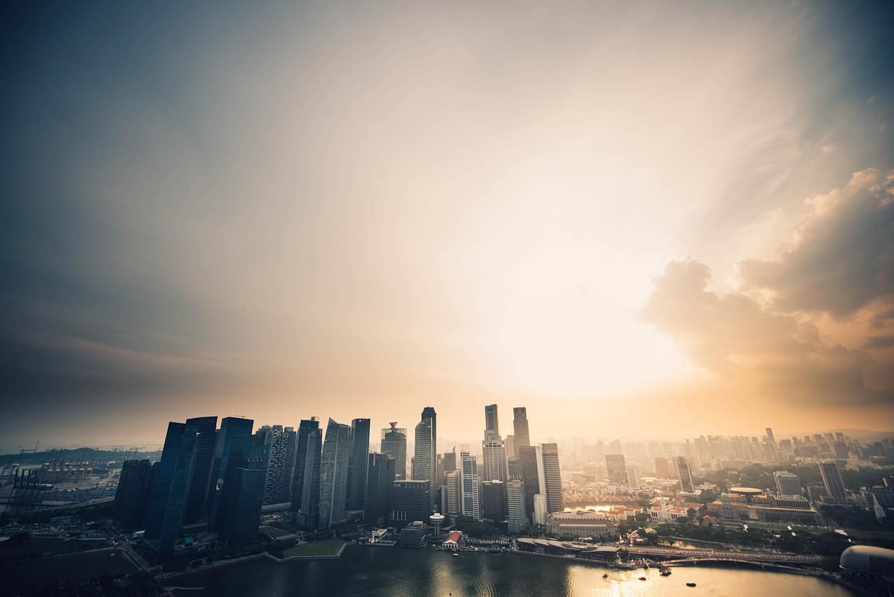 Skyline of modern glass office towers